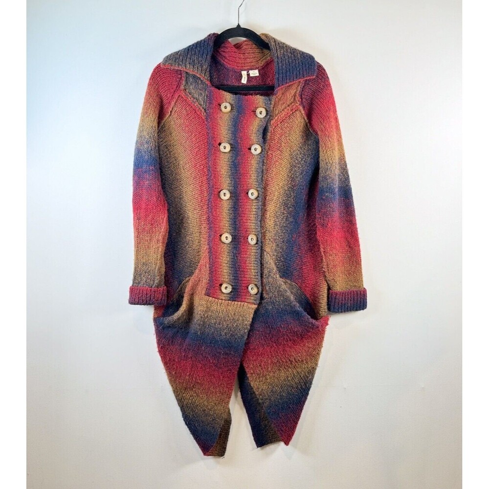 Anthropologie Moth Cardigan Red Rutledge Double Breasted Sweater Wool Medium
